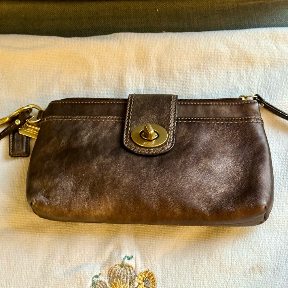 Elegant Coach Brown Leather Clutch